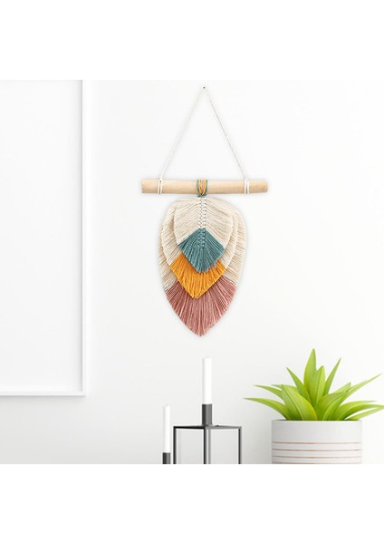 Şık Duvar Asılı Goblen Dokuma Kolye Ofis Daire Dekor Yeşil Turuncu 25X30CM (Yurt Dışından)
