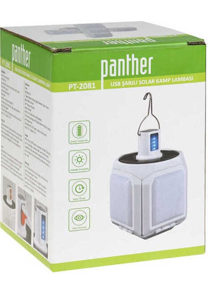 PT-2081 USB Şarjlı Solar Kamp Lambası
