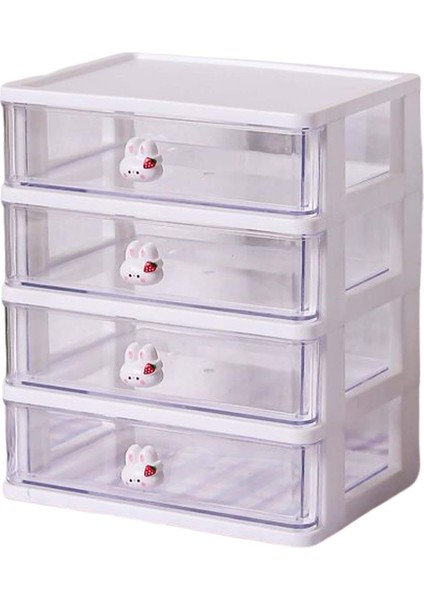 Masa Drawer Organizer Çok Fonksiyonlu Bölmeler Makyaj Tutucu Kozmetik 4 Çekmeceler Beyaz (Yurt Dışından)
