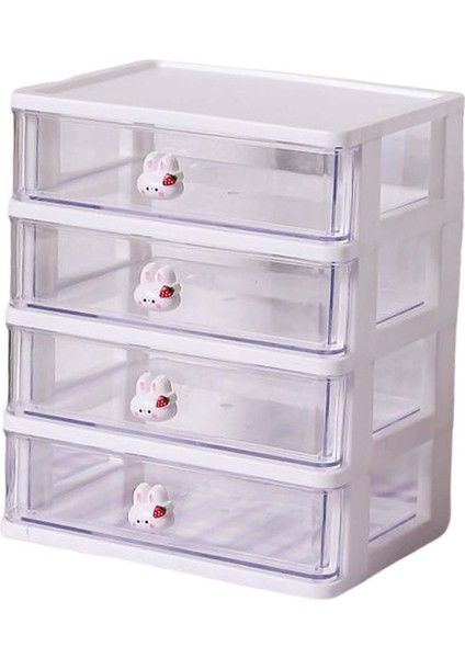 Masa Drawer Organizer Çok Fonksiyonlu Bölmeler Makyaj Tutucu Kozmetik 4 Çekmeceler Beyaz (Yurt Dışından)