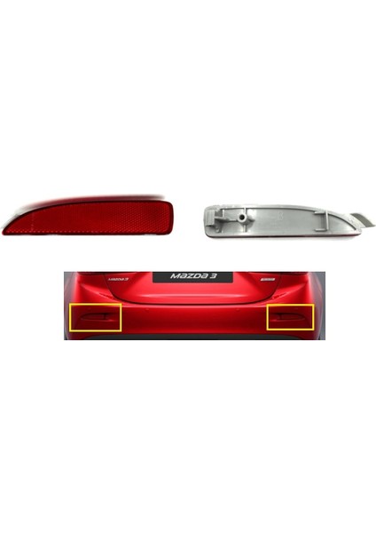 Tampon Reflektörü Mazda 3 2014-2016 Arka Sol