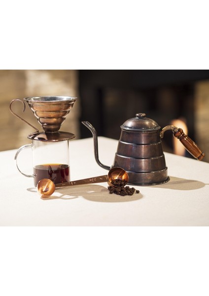 Bakır Filtre Kahve Seti V60 Oksit Renk