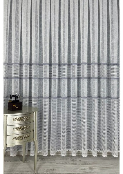 Taç Aplik Örme Kullanıma Hazır 1/2 Seyrek Pile Tül Perde Tek Kanat - Gri 130 x 240 cm fiyatları