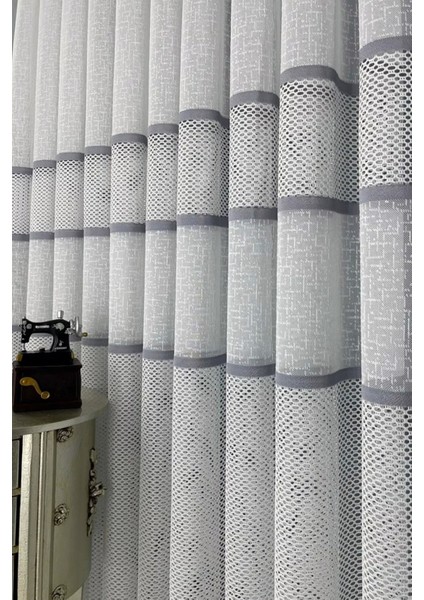 Taç Aplik Örme Kullanıma Hazır 1/2,5 Normal Pile Tül Perde Tek Kanat - Gri 100 x 270 cm fırsatları
