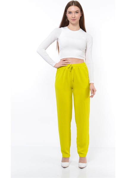 Kadın Beli Lastikli Aerobin Pantolon Fıstıkyeşili modelleri