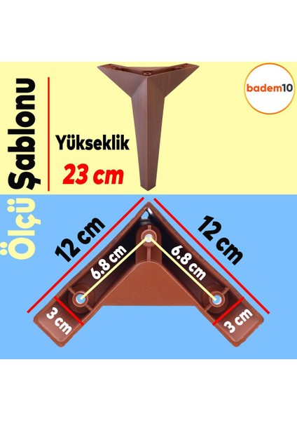 Kale Lüks Mobilya Kanepe Sehpa Tv Ünitesi Koltuk Ayağı 23 Cm Kahverengi Ahşap Desenli Baza Ayakları