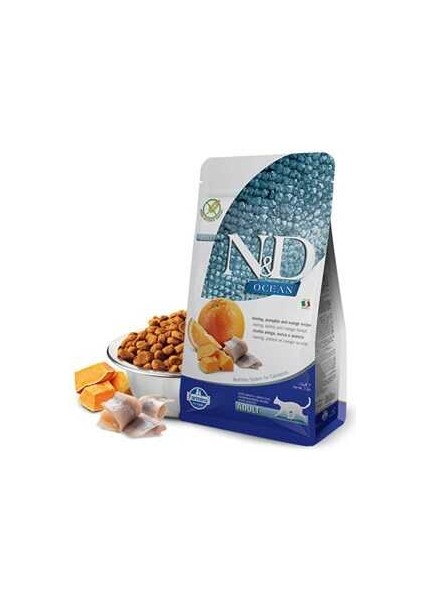 Ocean Ringa Balıklı Bal Kabaklı ve Portakallı Tahılsız Yetişkin Kedi Maması 1,5 kg - Farmapets fiyatları