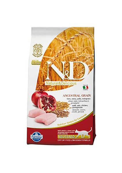 Ancestral Grain Tavuklu ve Narlı Düşük Tahıllı Kısırlaştırılmış Kedi Maması 1,5 kg - Farmapets