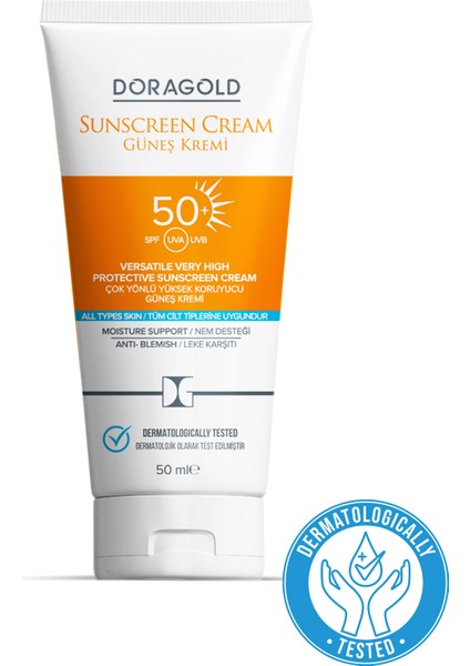 50 Spf Leke Karşıtı, Nem Desteği Çok Yönlü Güneş Kremi Tüm Cilt Tipleri 50 ml modelleri