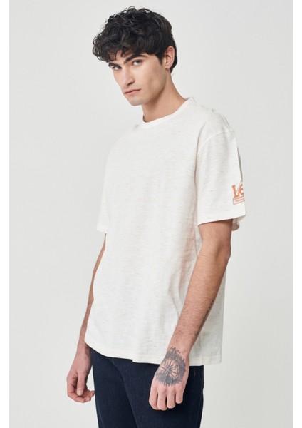 Lee Erkek Beyaz Bisiklet Yaka Tişört modelleri