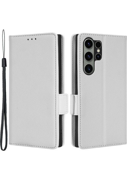 Samsung Galaxy S23 Ultra Cep Telefon Kılıfı Stand Litchi Doku Pu Deri Çift Manyetik Toka Kapağı Için (Yurt Dışından)