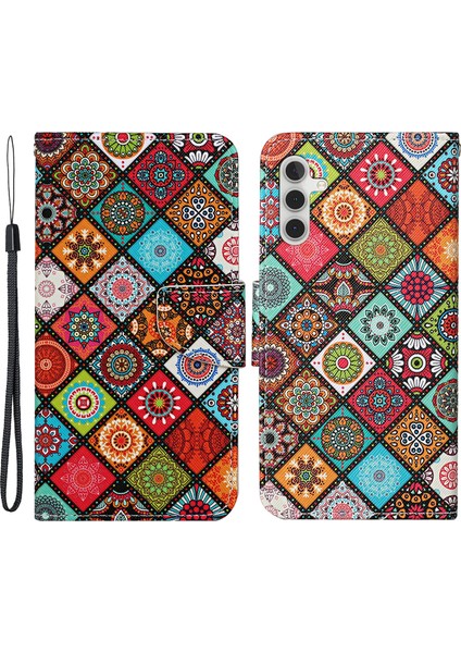 Samsung Galaxy A34 5g Desen Baskı Pu Deri Telefon Kılıfı Çapraz Doku Cüzdan Stand Manyetik Kapak Kılıflı (Yurt Dışından)