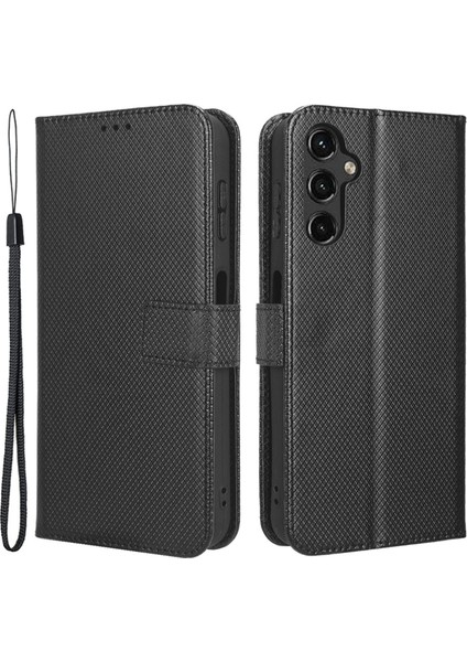 Samsung Galaxy A14 5g Stand Cüzdan Telefon Kapağı Manyetik Toka Elmas Doku Pu Deri Tam Koruma Kılıfı (Yurt Dışından)