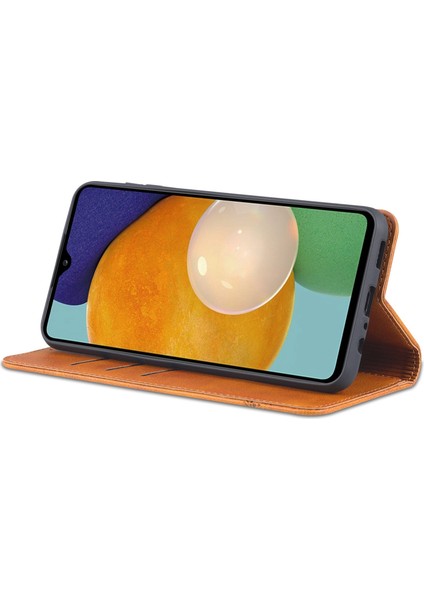Samsung Galaxy A14 5g Cowhide Doku Stand Telefon Kılıfı Pu Deri Manyetik Auto-Emilmiş Folio Flip Cüzdan Kapağı (Yurt Dışından) modelleri