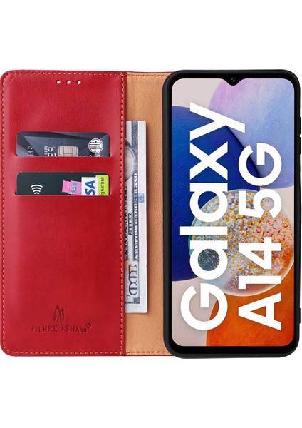 Samsung Galaxy A14 5g / A14 4g Pu Deri Cüzdan Telefon Kılıf Katlama Standı Standı Anti-Damla Kapağı (Yurt Dışından)