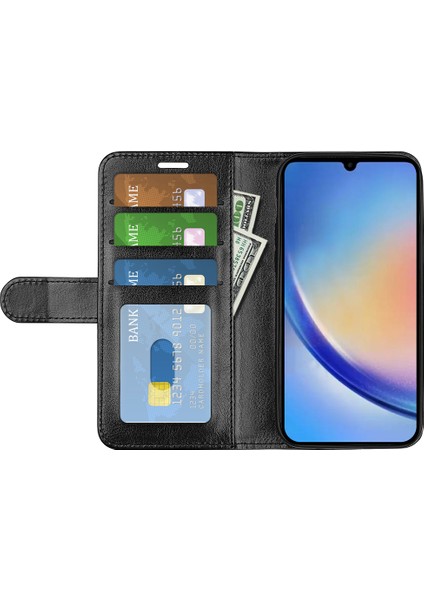Samsung Galaxy A34 5g Çılgın At Doku Kılıfı Deri Cüzdan Stand Folio Flip Cover (Yurt Dışından)
