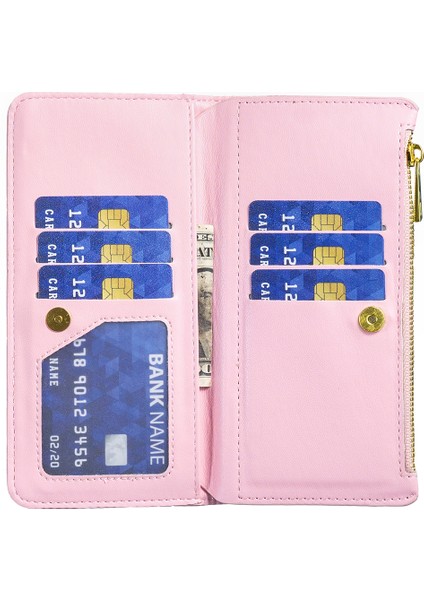 Samsung Galaxy A34 5g Baskılı Rhombus Desen Pu Deri Kılıf Folio Manyetik Cüzdan Stand Zipper Cep Telefon Kapağı Kayışla (Yurt Dışından)