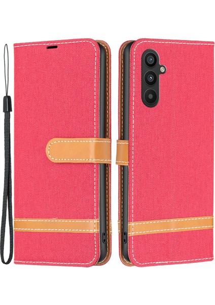 Samsung Galaxy A34 5g Renkli Bir Ekleme Kot Ceza Doku Flip Folio Cover Pu Leathstand Cüzdan Telefon Kılıfı Kayış (Yurt Dışından)