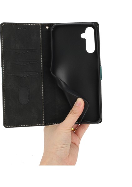 Samsung Galaxy A34 5g Manyetik Flip Telefon Kabuğu Izgara Ekleme Pu Deri Stand Cüzdan Telefon Kılıfı (Yurt Dışından)