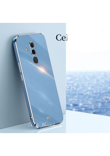 Huawei Mate 20 Lite Kılıf Kamera Korumalı Parlak Gold Altın Kenarlı Yumuşak Silikon Kapak Renkli