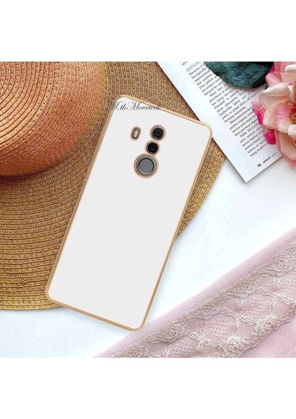 Huawei Mate 20 Lite Kılıf Kamera Korumalı Parlak Gold Altın Kenarlı Yumuşak Silikon Kapak Renkli