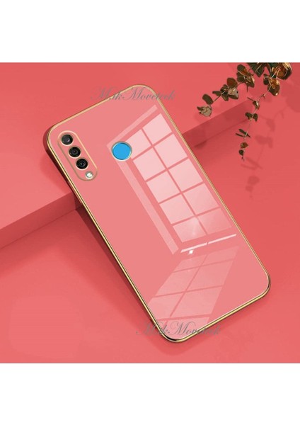 Huawei Mate P30 Lite Kılıf Kamera Korumalı Parlak Gold Altın Kenarlı Yumuşak Silikon Kapak Renkli