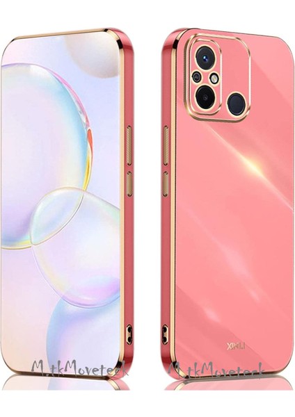 Xiaomi Redmi 12C Uyumlu Kılıf Kamera Korumalı Parlak Gold Altın Kenarlı Yumuşak Renkli Silikon Kapak