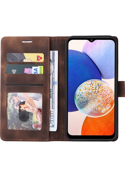 Samsung Galaxy A14 5g / 4g Cilt Deri Deri Cüzdan Telefon Kılıfı Flip Stand Anti-Drop Kapağı (Yurt Dışından)