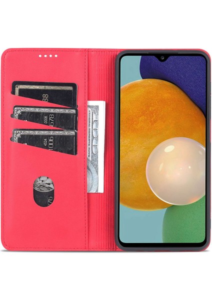 Samsung Galaxy A14 5g Cowhide Doku Stand Telefon Kılıfı Pu Deri Manyetik Auto-Emilmiş Folio Flip Cüzdan Kapağı (Yurt Dışından)