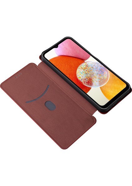 Samsung Galaxy A14 4g Pu Deri Manyetik Telefon Kılıfı, Stand Kartı Tutucu Yuvası Karbon Fiber Desen Telefon Kapağı (Yurt Dışından) modelleri