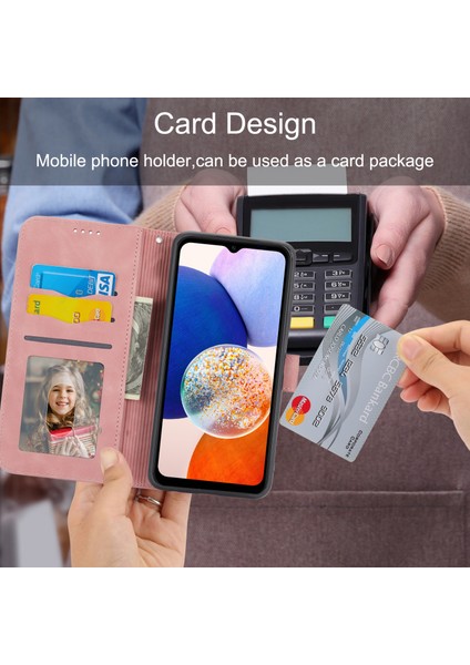 Samsung Galaxy A14 5g Telefon Kılıfı Stand Cüzdanı, Pu Deri Çizgiler Baskılı Telefon Kapağı (Yurt Dışından) indirimleri