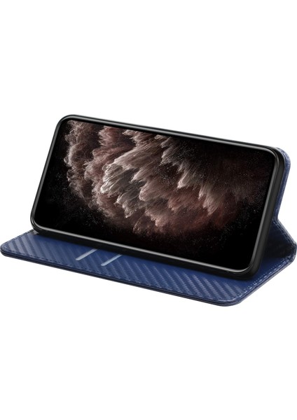 Samsung Galaxy A34 5g Şok Geçirmez Karbon Fiber Doku Telefon Kapağı Manyetik Otomatik Kapanış Pu Deri Flip Cüzdan Kılıfı Standı (Yurt Dışından)
