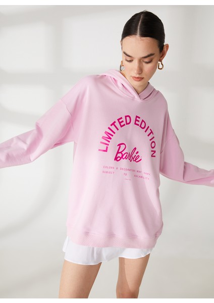 Kapüşon Yaka Baskılı Pembe Kadın Sweatshirt 23KB-16