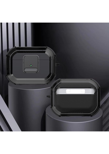 Apple Pods Pro Case Kapağı Için Şok Geçirmez Kasa Carabiner Tws Kulaklık Tpu Pc Kabuğu (Yurt Dışından)