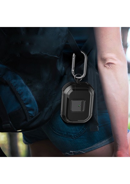 Apple Pods Pro Case Kapağı Için Şok Geçirmez Kasa Carabiner Tws Kulaklık Tpu Pc Kabuğu (Yurt Dışından)