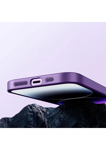 Apple iPhone 14 Pro Max Kılıf Zebana Lenix Silikon Kılıf (Kablosuz Şarj Destekli) Derin Mor
