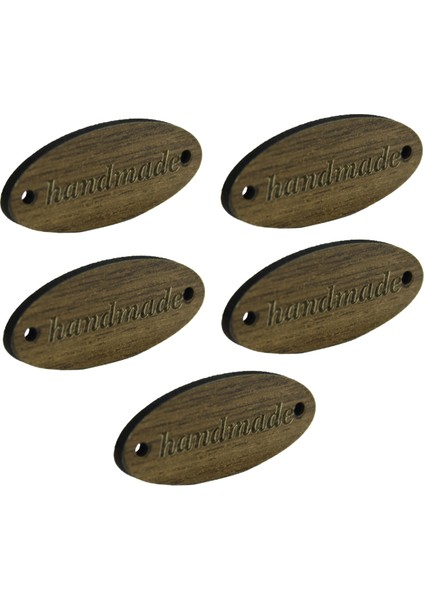 Ahşap Rustik Handmade (El Yapımı) Etiketi 5 Adet