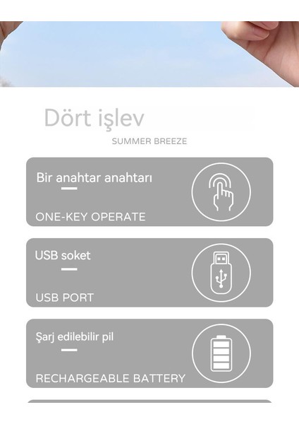 USB Mini El Fanı - Mavi (Yurt Dışından)