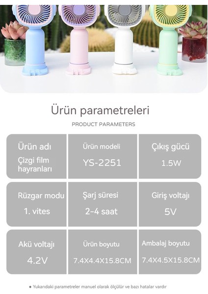 USB Mini El Fanı - Mavi (Yurt Dışından)