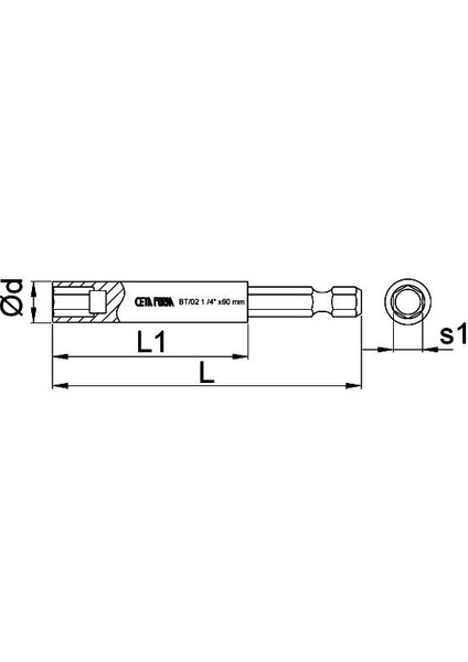 1/4" x 75 mm Manyetik Bits Tutucu Ceta/bt/03