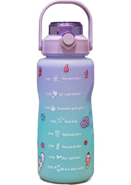 2000ML Taşınabilir Su Matarası - Mor / Yeşil (Yurt Dışından)