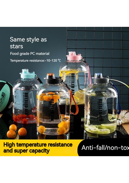 2200ML Taşınabilir Su Matarası - Şeffaf / Gri (Yurt Dışından)