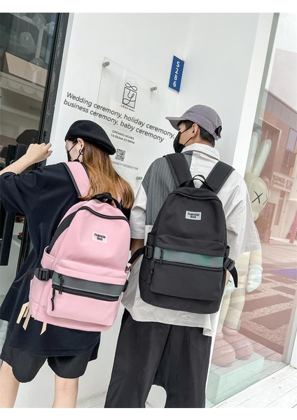 Yeni Pratik Sırt Çantası Kore Versiyonu Moda Yansıtıcı Şerit Çift Sırt Çantası Büyük Kapasiteli Gelgit Serin Tarzı Okul Sırt Çantası (Yurt Dışından)
