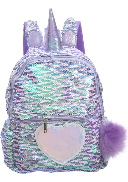 Yeni Sırt Çantası Unicorn Unicorn Okul Çantası Seyahat Çantası Kürk Topu Payetler Çocuk Sihirli Renk Payetler Okul Sırt Çantası (Yurt Dışından)