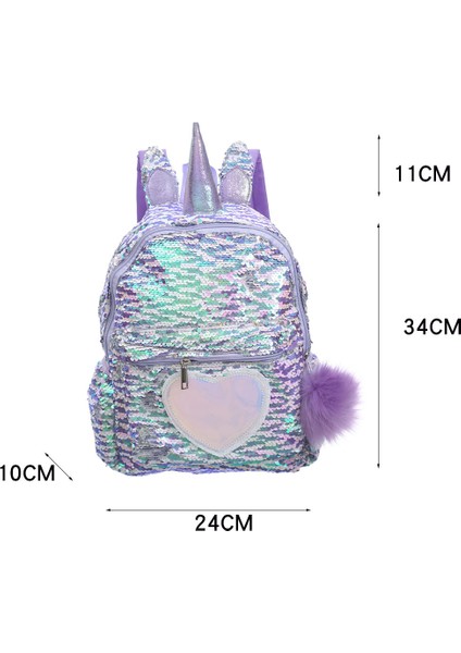 Yeni Sırt Çantası Unicorn Unicorn Okul Çantası Seyahat Çantası Kürk Topu Payetler Çocuk Sihirli Renk Payetler Okul Sırt Çantası (Yurt Dışından)