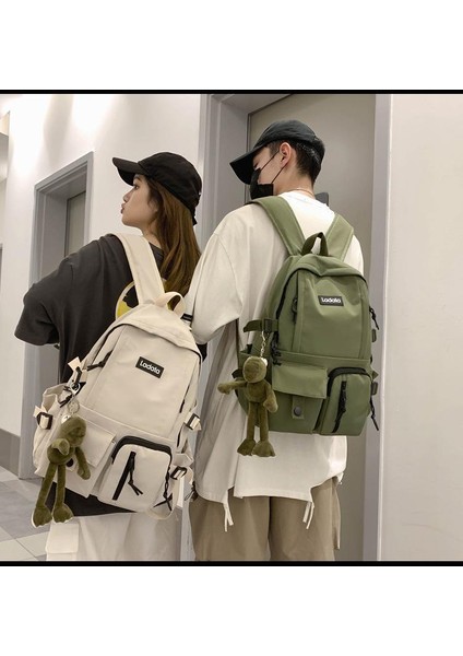 Yeni Sırt Çantası Harajuku Öğrencilerinin Kore Versiyonu Düz Renk Okul Çantası Basit Yakışıklı Tarzı Okul Sırt Çantası (Yurt Dışından)