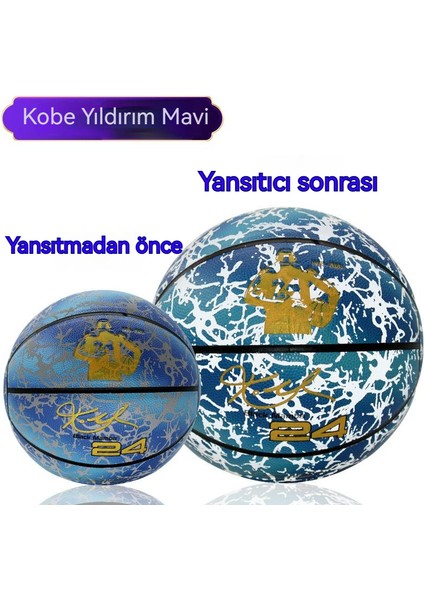 Basketbol Topu Kobe Bryant Renkli Şimşek Işıklı Işıklı Basketbol No. 7 Yakışıklı Aşınmaya Dayanıklı Basketbol (Yurt Dışından)