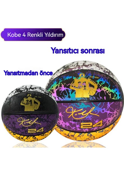 Basketbol Topu Kobe Bryant Renkli Şimşek Işıklı Işıklı Basketbol No. 7 Yakışıklı Aşınmaya Dayanıklı Basketbol (Yurt Dışından)