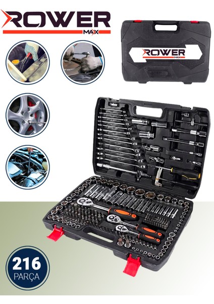 1/4 Cırcırlı 216 Parça Lokma Anahtar Takımı Oto Tamirci Full Tam Set