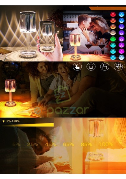 16 Renk 4 Mod Diamond Aydınlatma Masa Lambası Yuvarlak Abajur Dokunmatik & Kumandalı USB Şarjlı fiyatları